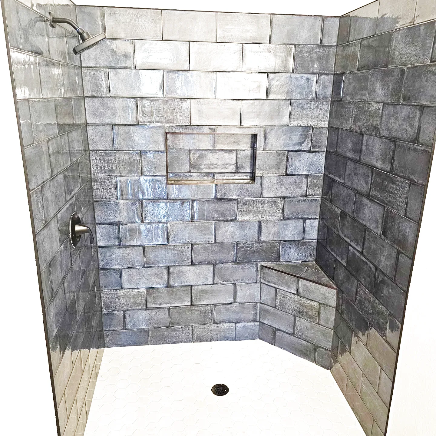 Custom tile walk-in shower