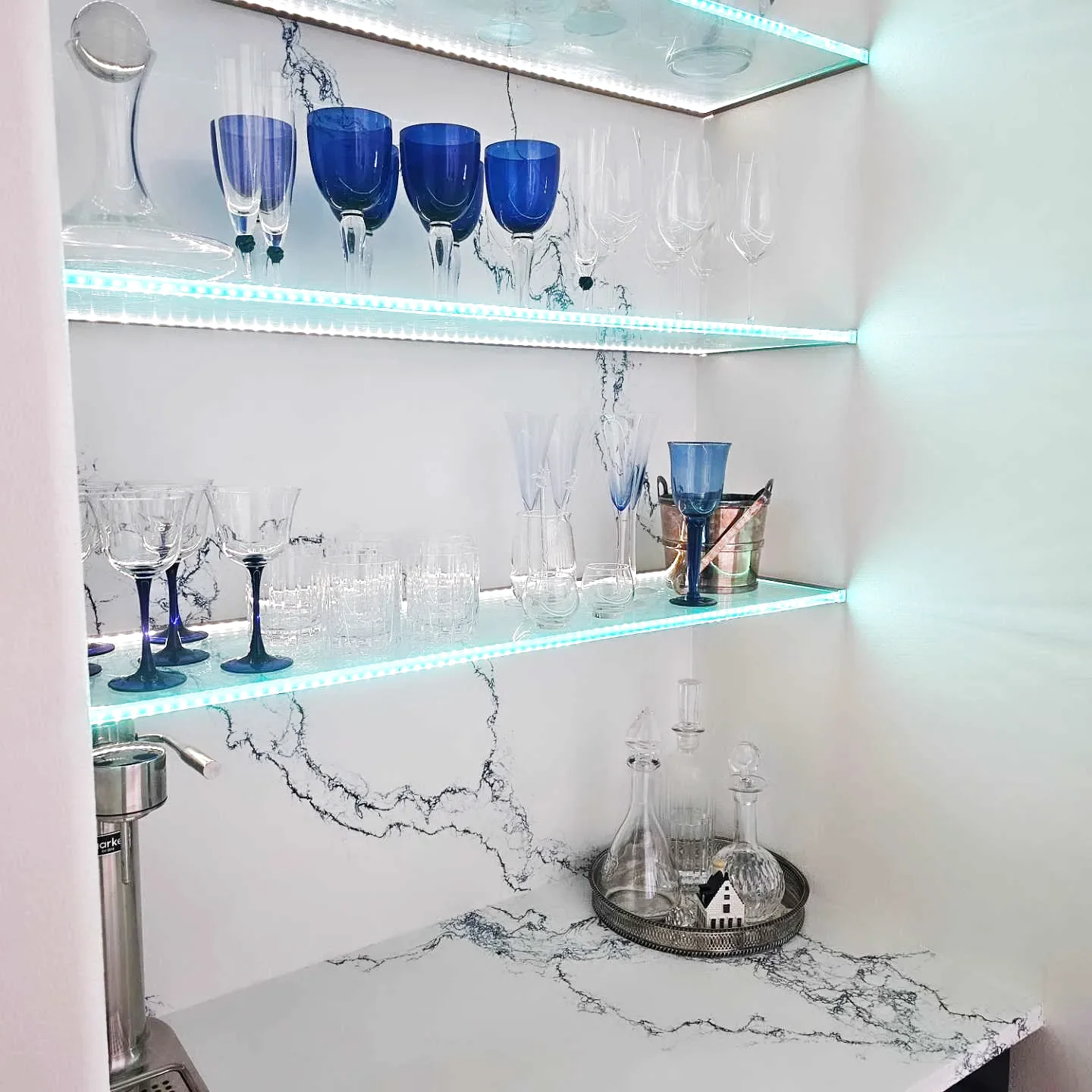 Custom LED-lit wet bar